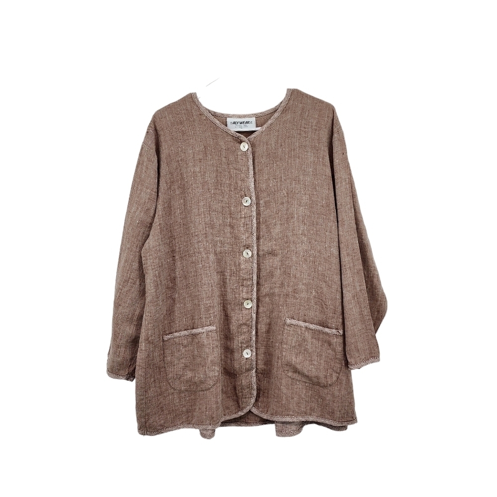 Aly Wear Women's 100% Linen Button Front Top Lagenlook - M